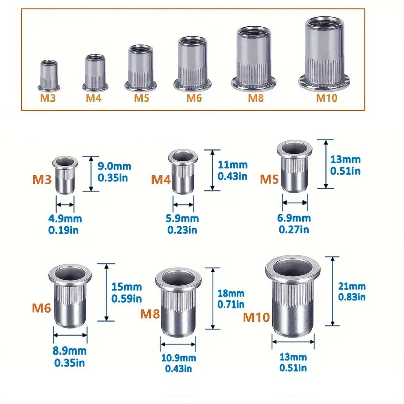 Silver Metal Rivet Insert Nut