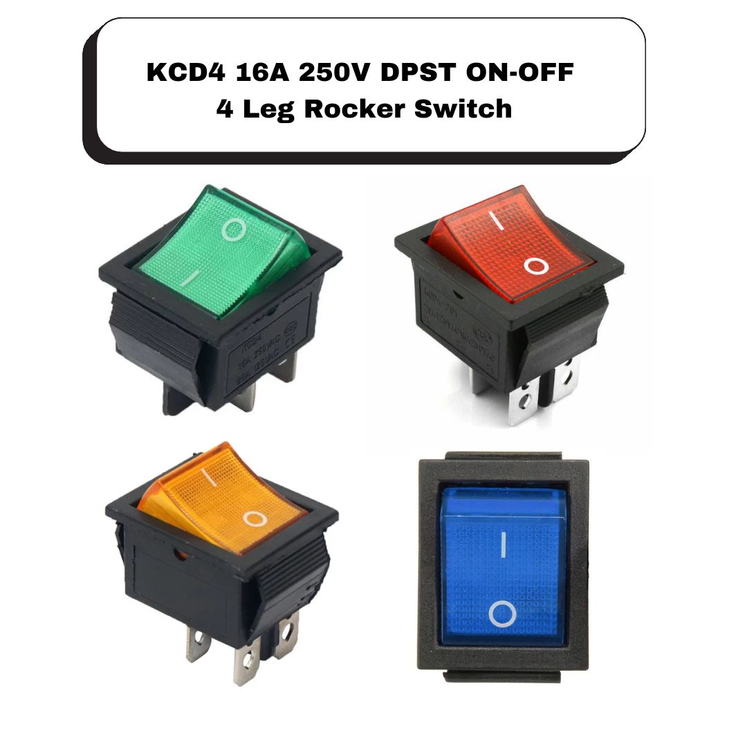 KCD4 16A 250V DPST ON-OFF 4 Leg Rocker Switch