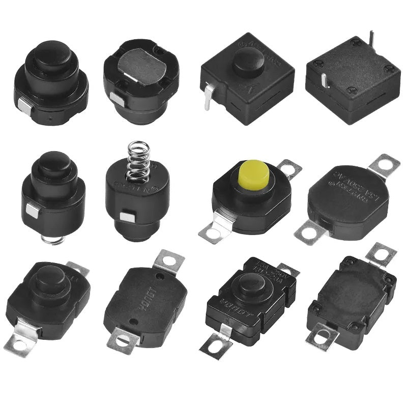 1210YD Self-Locking Torch Switch 12x10mm On-Off Button