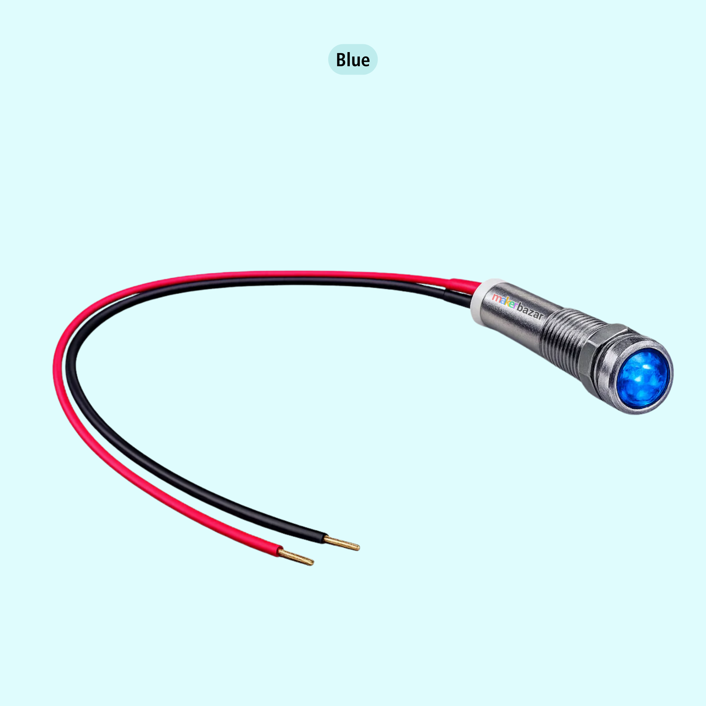 5-24VDC 10mm LED Indicator Metal Long-Tube Signal Lamp with Cable
