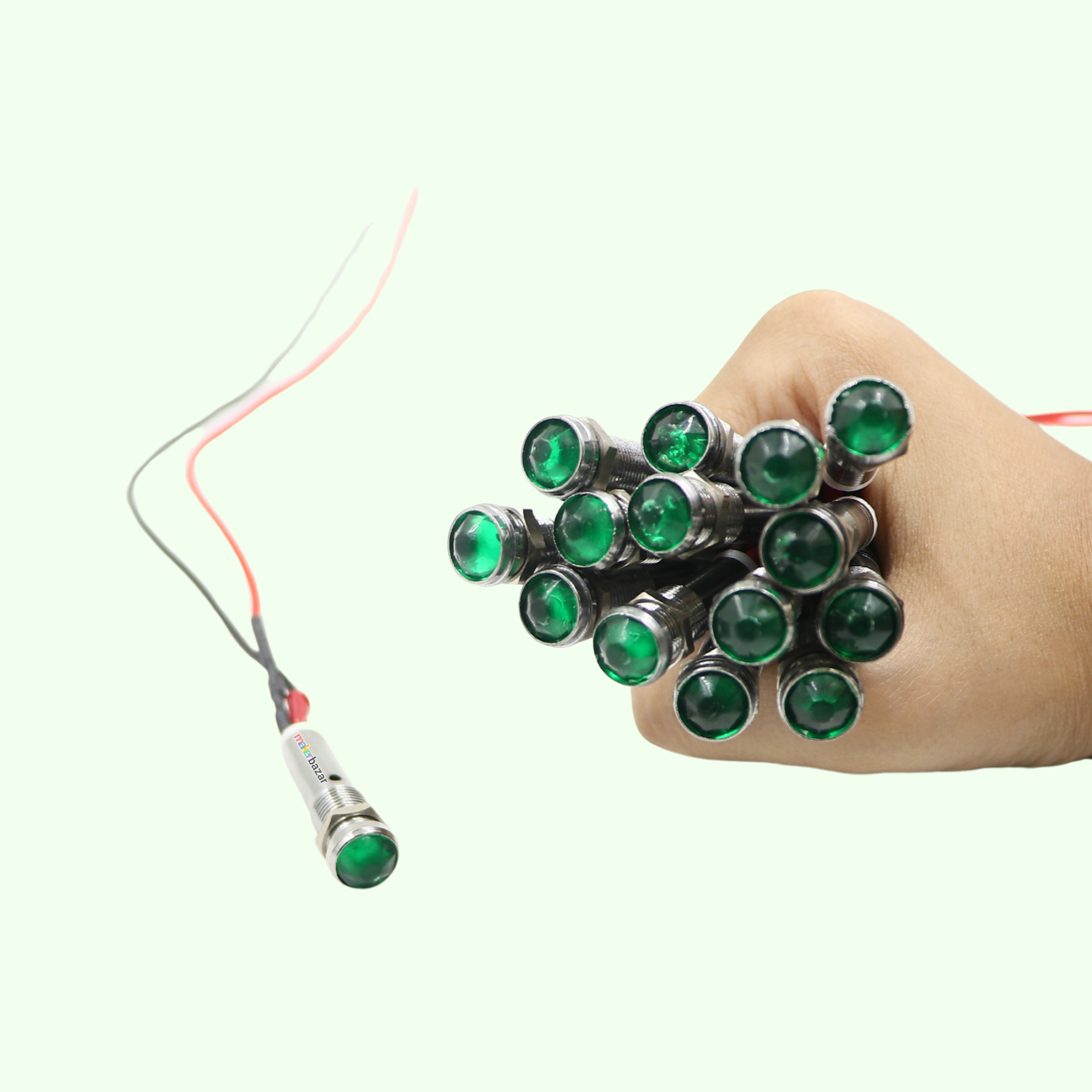 5-24VDC 10mm LED Indicator Metal Long-Tube Signal Lamp with Cable
