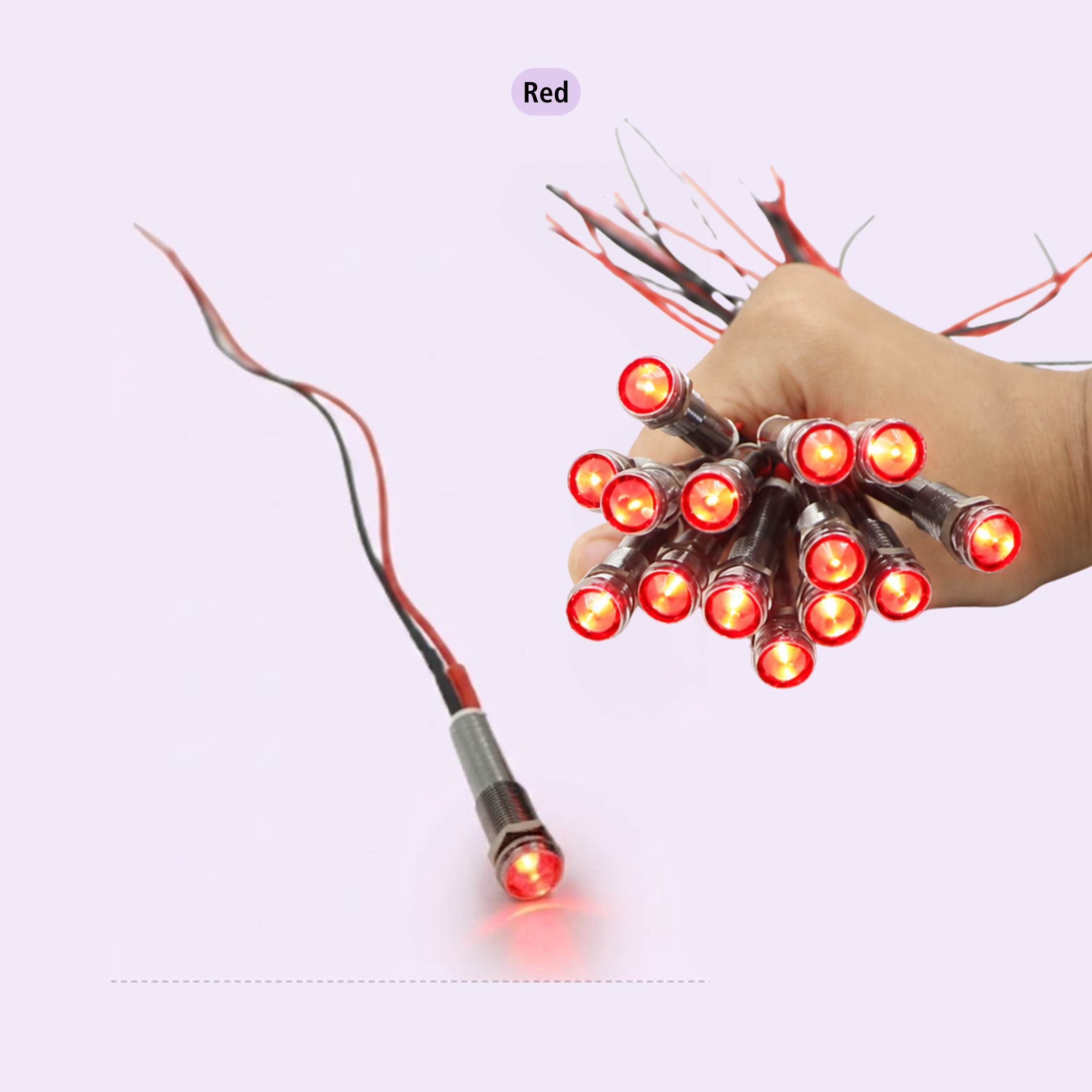 5-24VDC 10mm LED Indicator Metal Long-Tube Signal Lamp with Cable