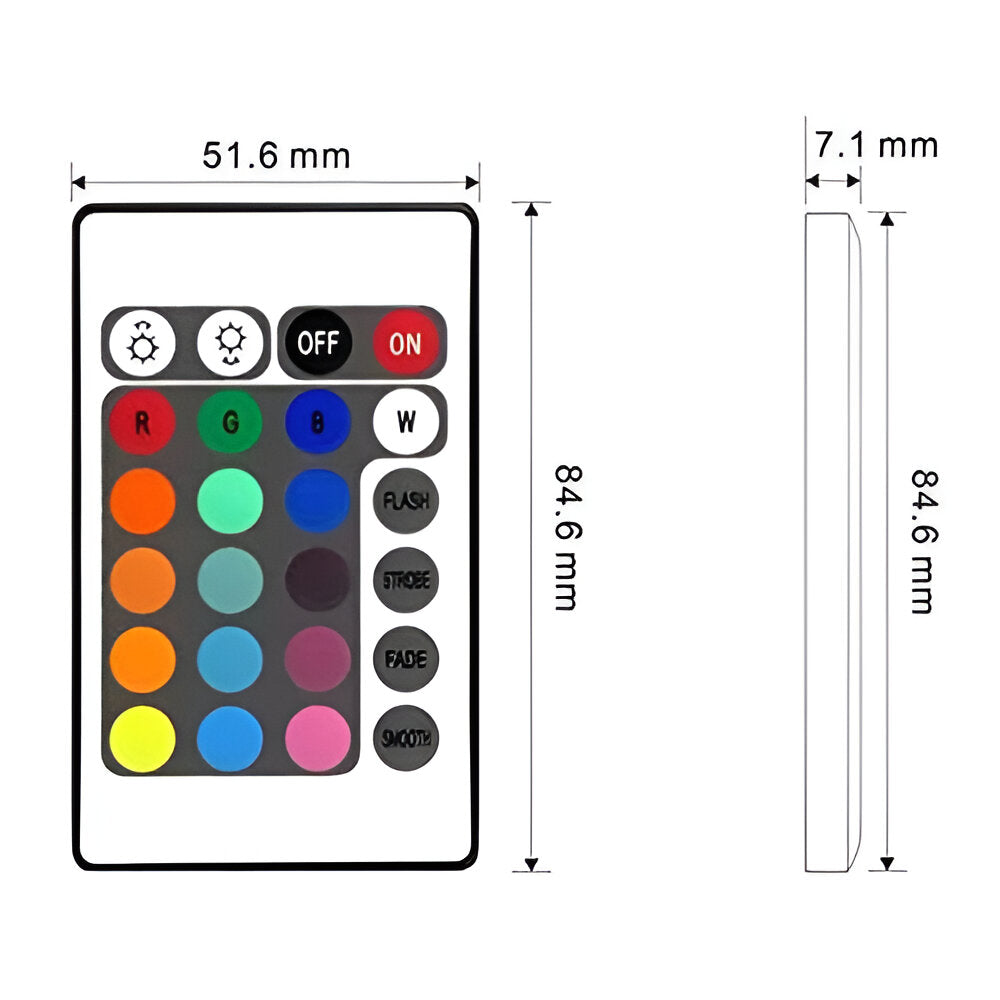 05-24VDC 2835 5050 RGB LED Strip Mini 24-Keys Remote Controller with DC Jack