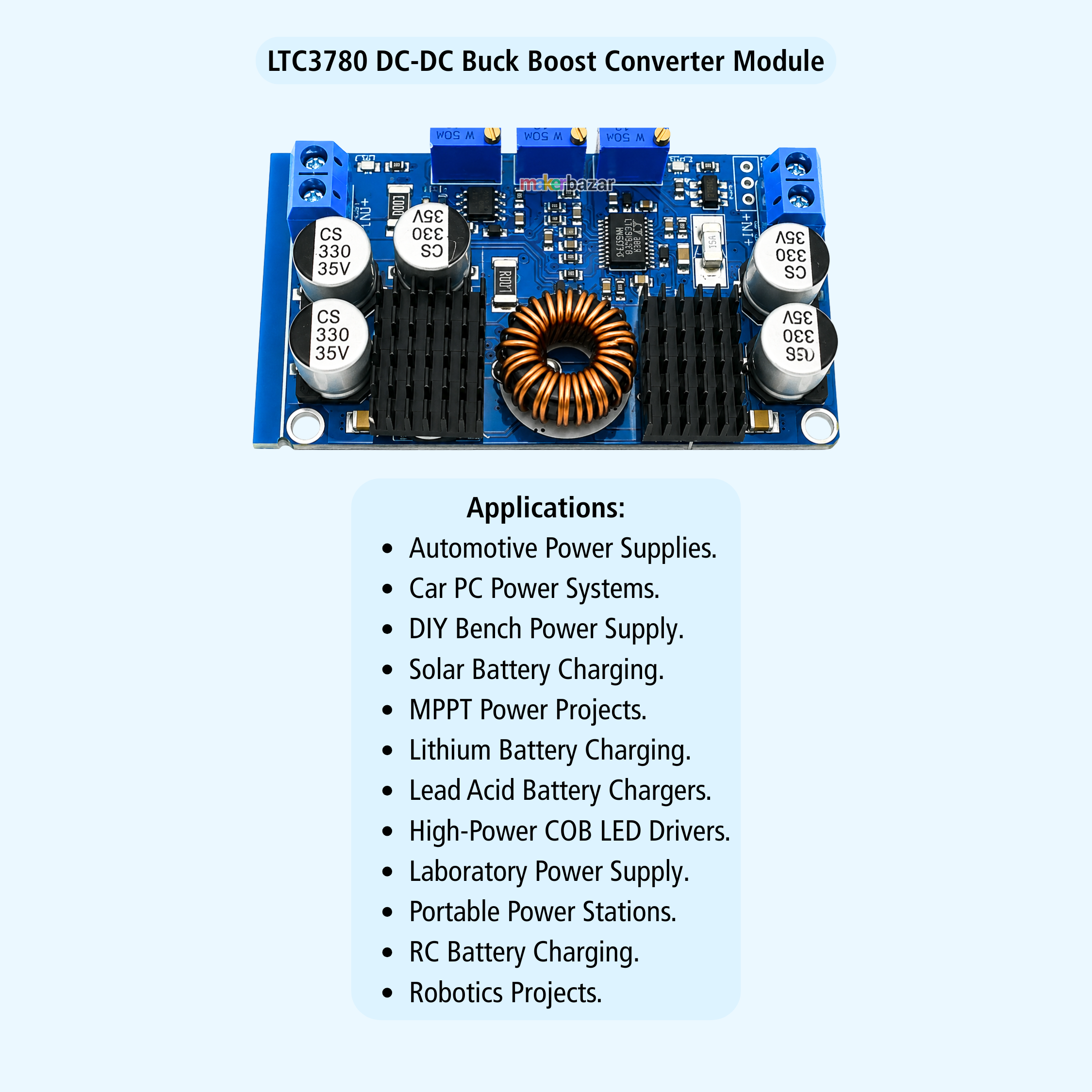 LTC3780 10A DC-DC Automatic Buck Boost Converter Module-Adjustable Step Up Step Down Power Supply