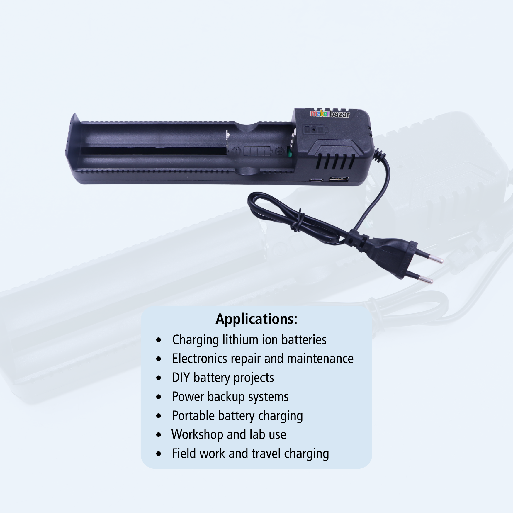 4.2V 2.4A 140mm Long Lithium Battery Charger for 401350, 40700, 32140 Cells