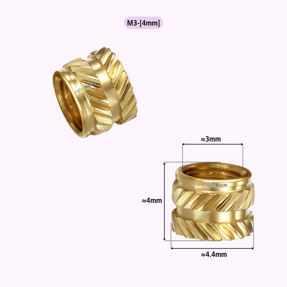 3D Printing Brass Threaded Slant Knurled Inserts