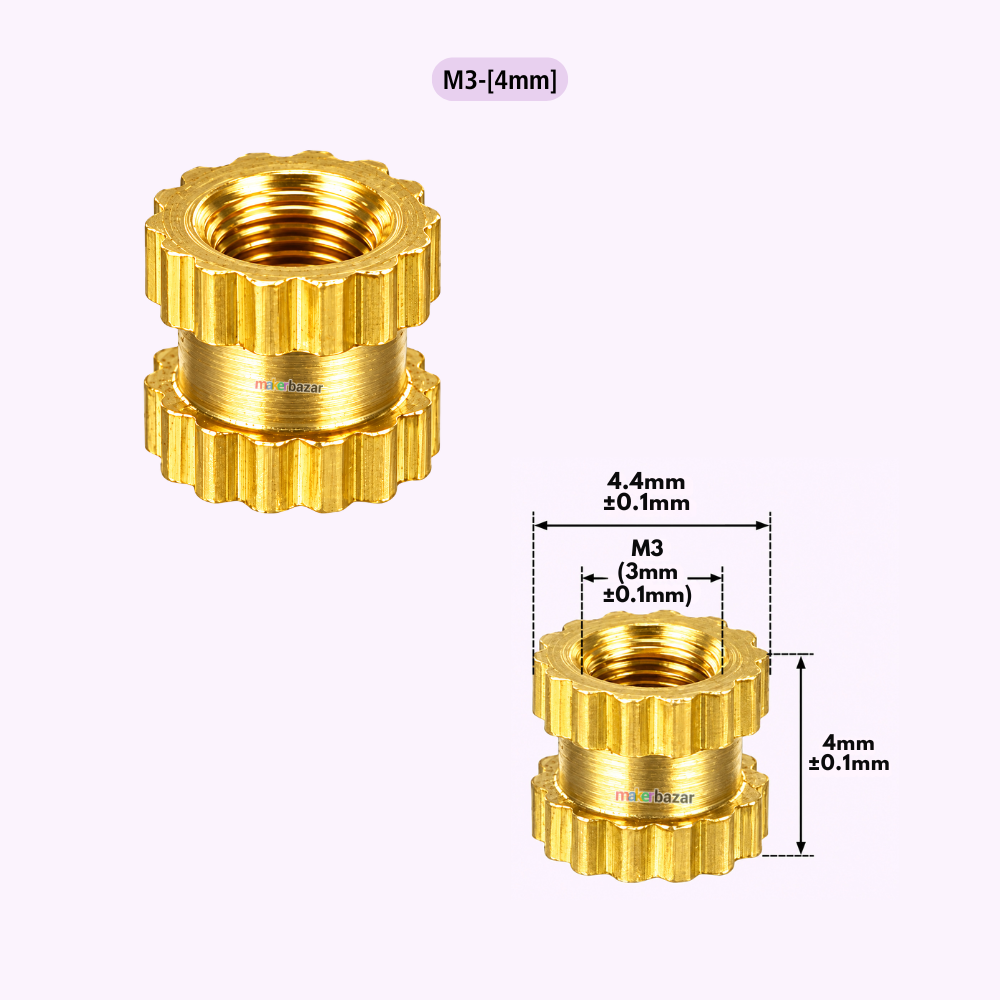 Brass Heat Set Threaded Round Female Insert Nut