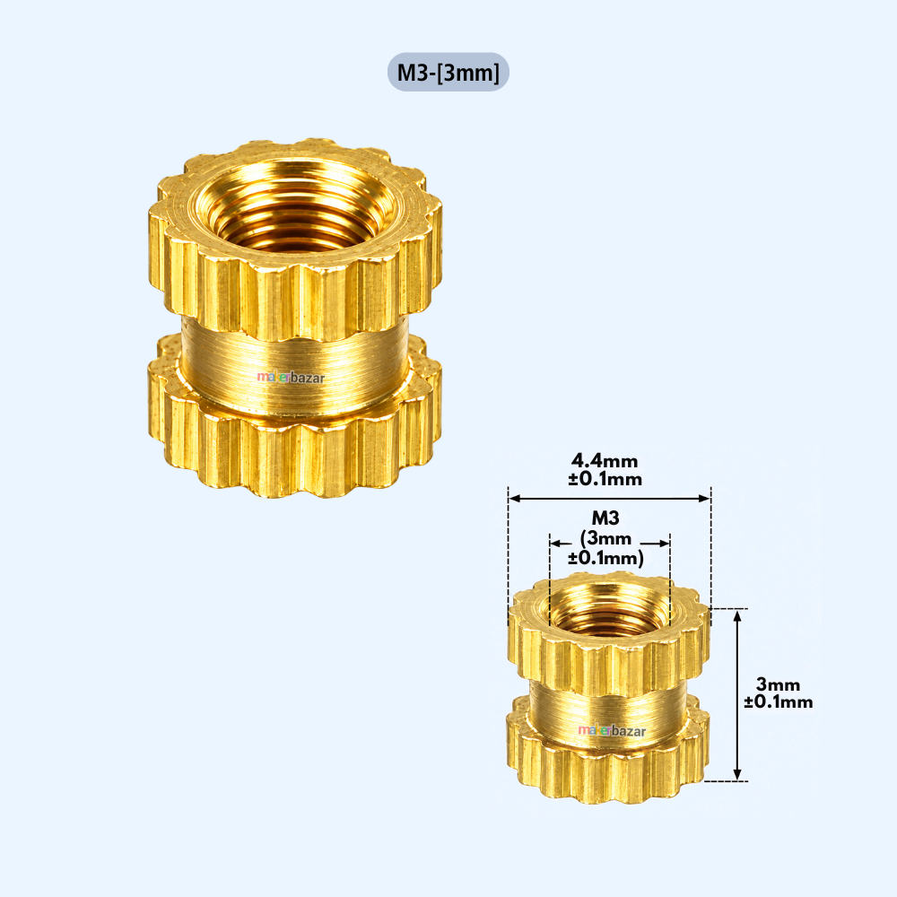 Brass Heat Set Threaded Round Female Insert Nut