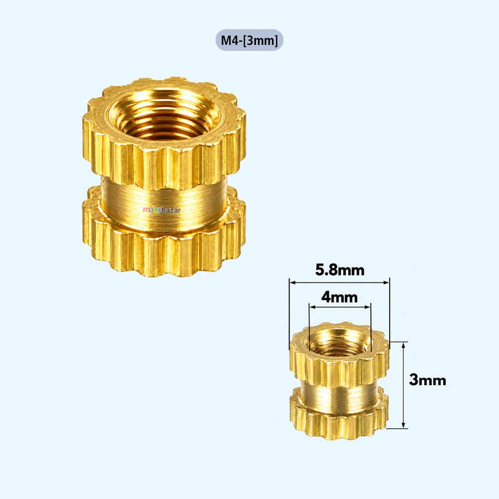 Brass Heat Set Threaded Round Female Insert Nut