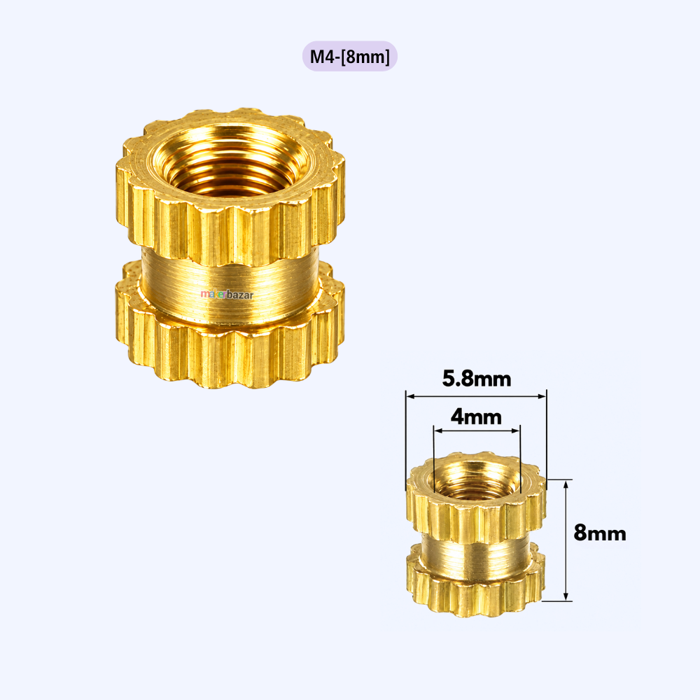 Brass Heat Set Threaded Round Female Insert Nut