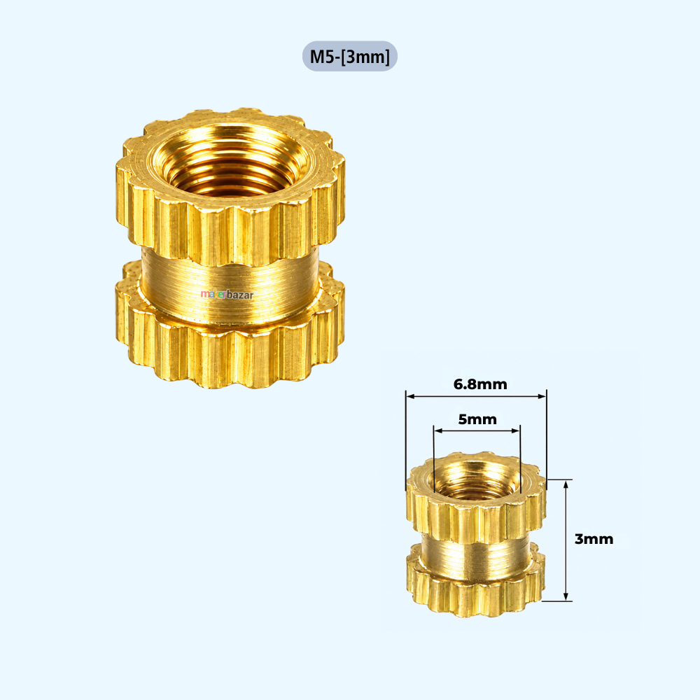 Brass Heat Set Threaded Round Female Insert Nut