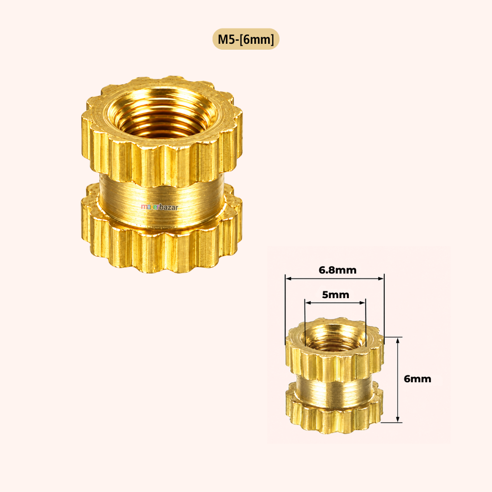 Brass Heat Set Threaded Round Female Insert Nut