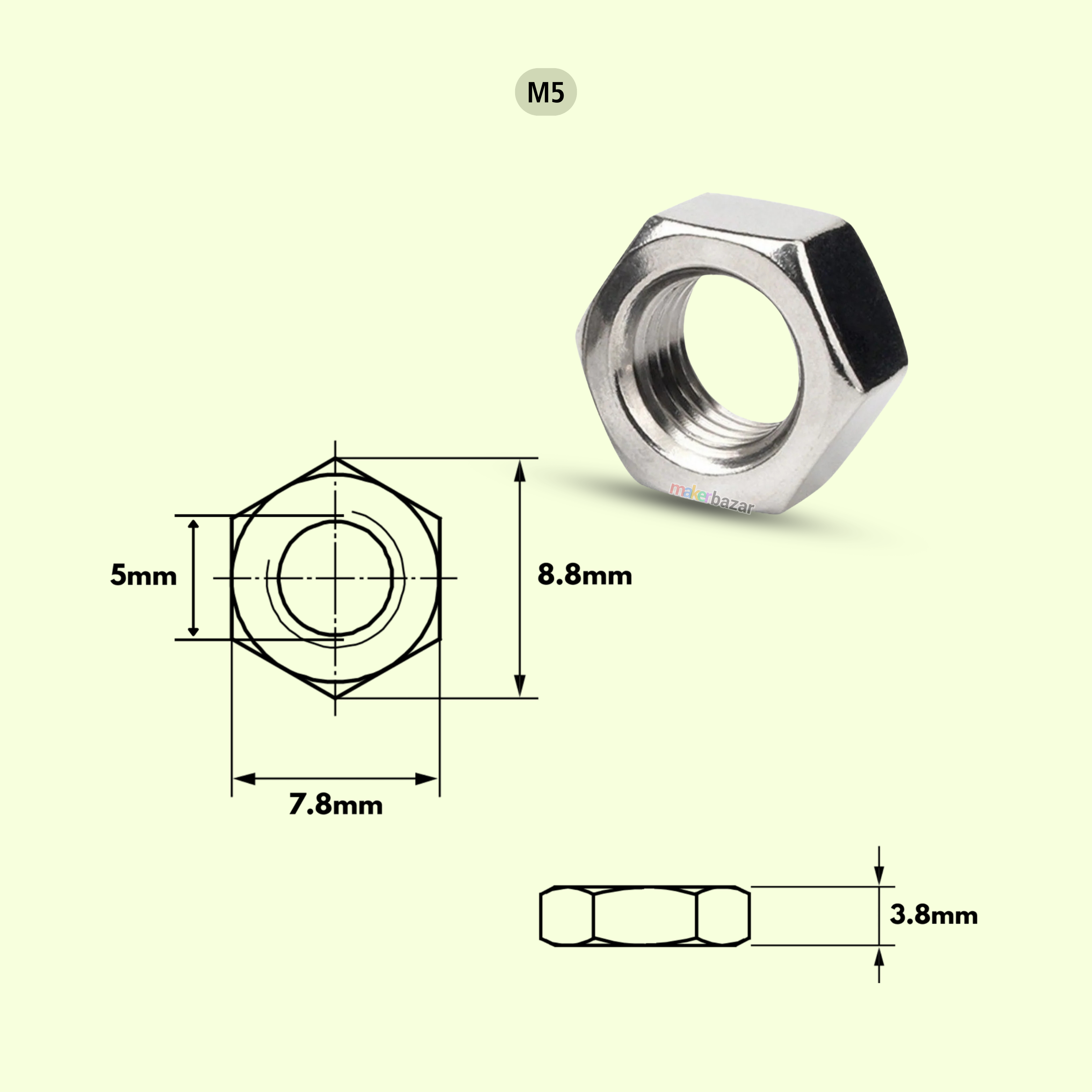 Stainless Steel Hex Nut Metric Thread Fastener