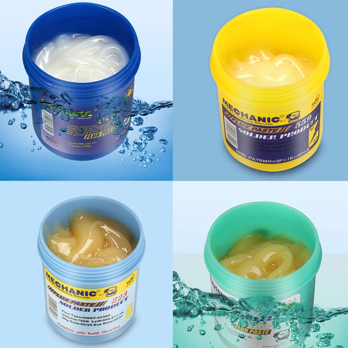 Mechanic: 100gm Lead-Free No-Clean Solder Flux Paste Container