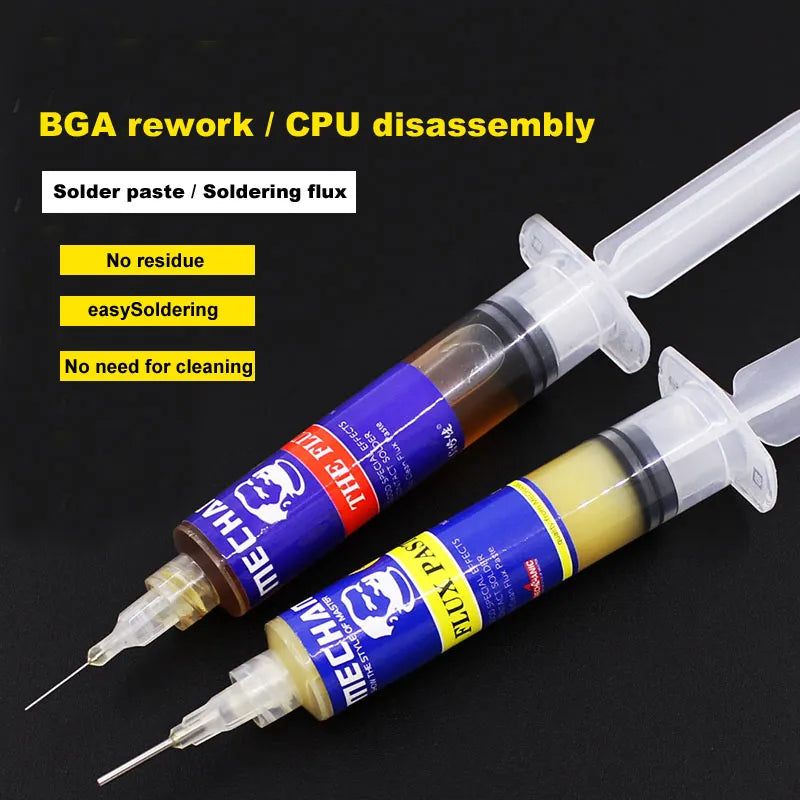 Mechanic: 10cc Liquid/Paste Soldering Flux Syringe Injection For iPhone/CPU/BGA