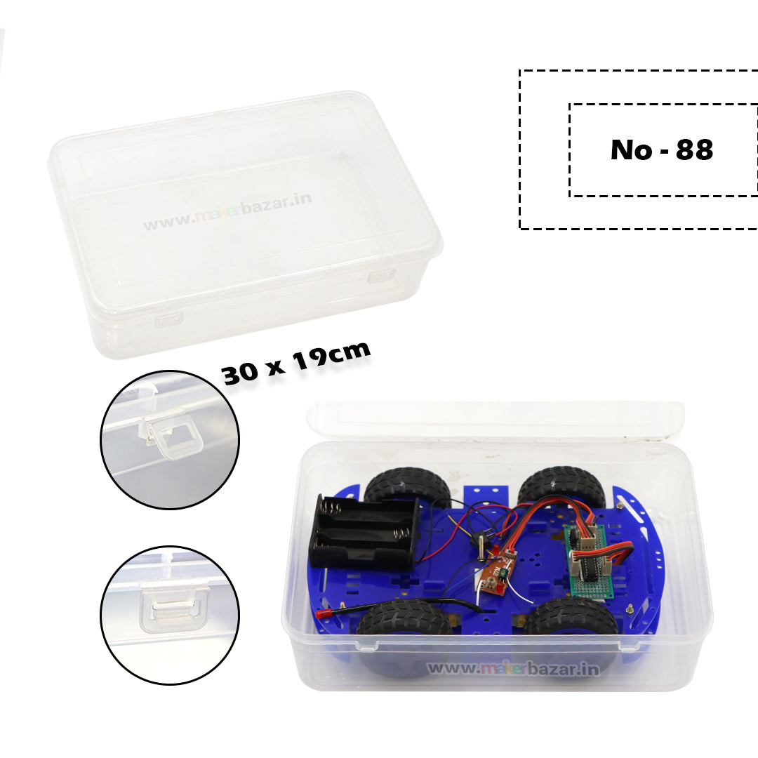 Transparent Rectangular Plastic Box with Attached Lid