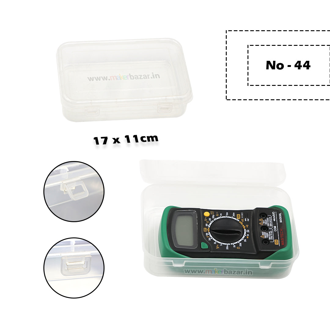 Transparent Rectangular Plastic Box with Attached Lid