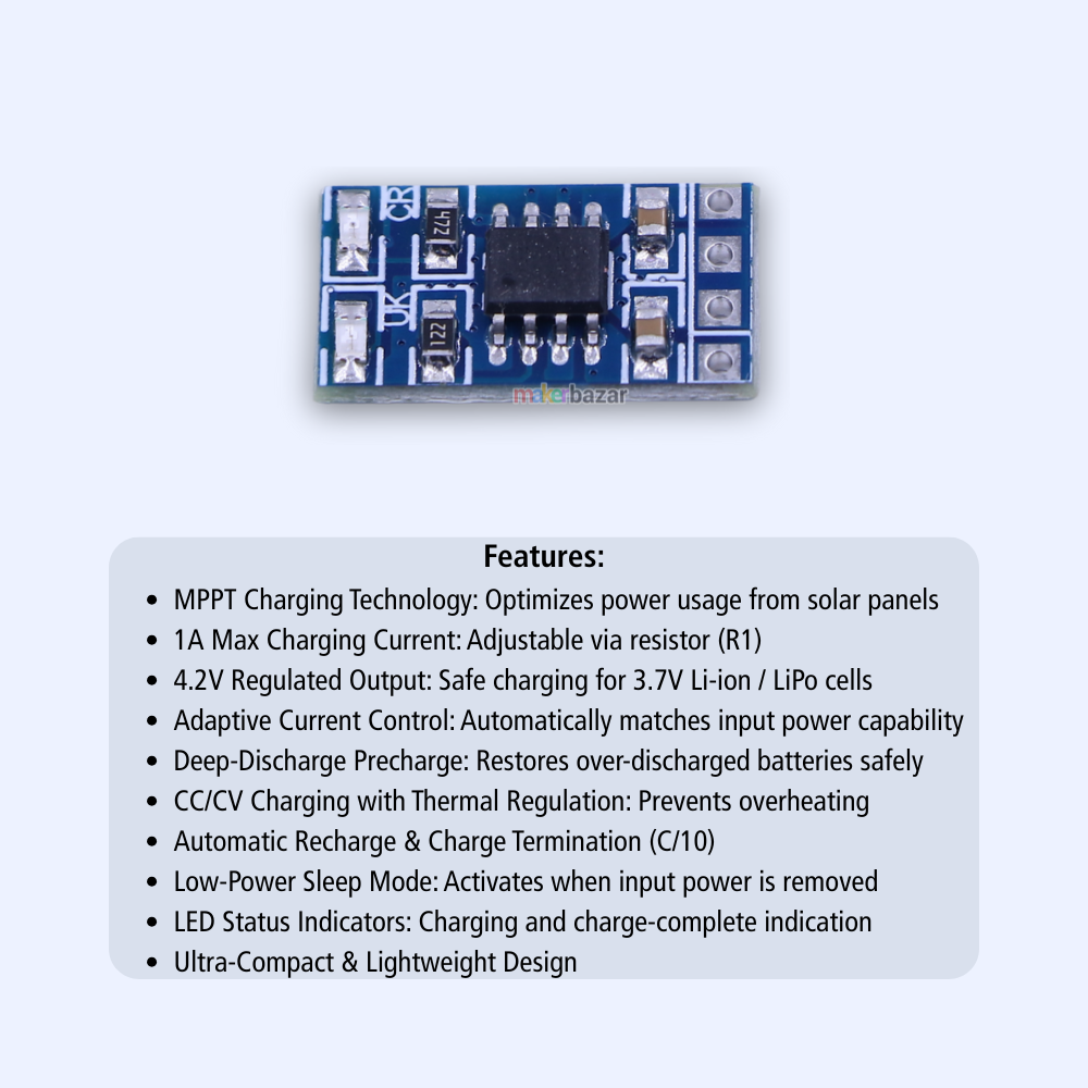 CN3163 MPPT Solar Charge Controller 1A 4.2V Li-ion Battery Charger Module