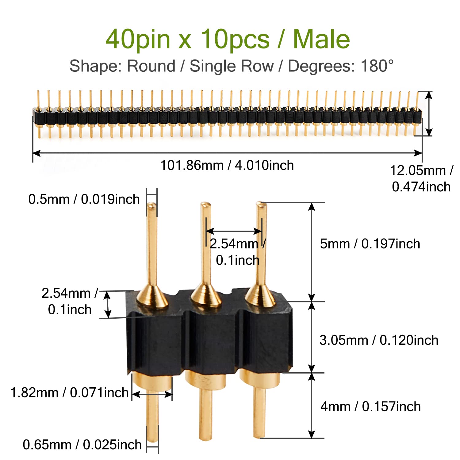 2.54mm Machined Headers Round Pins