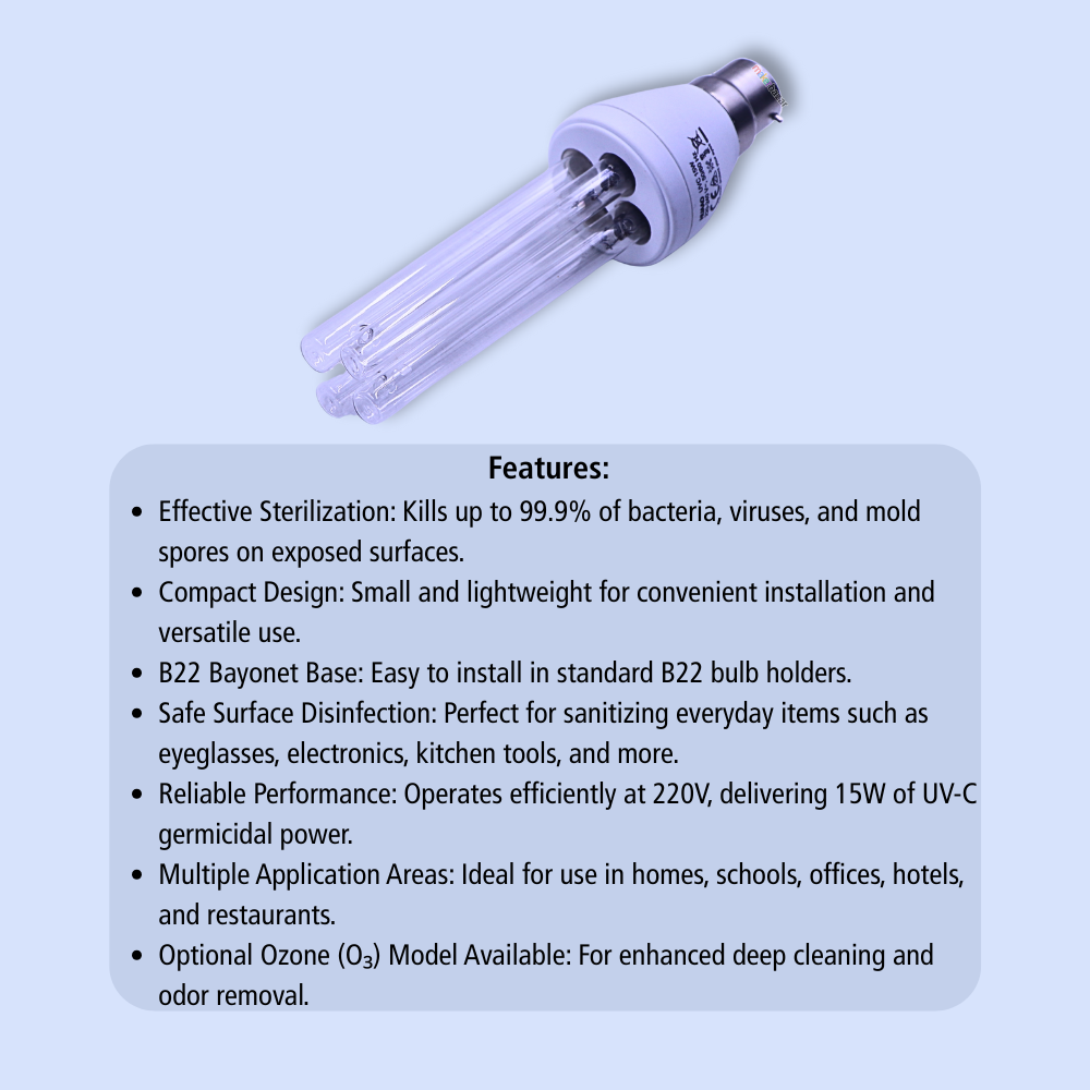 UVC Germicidal Light 220VAC Sterilization UV Lamp Tube