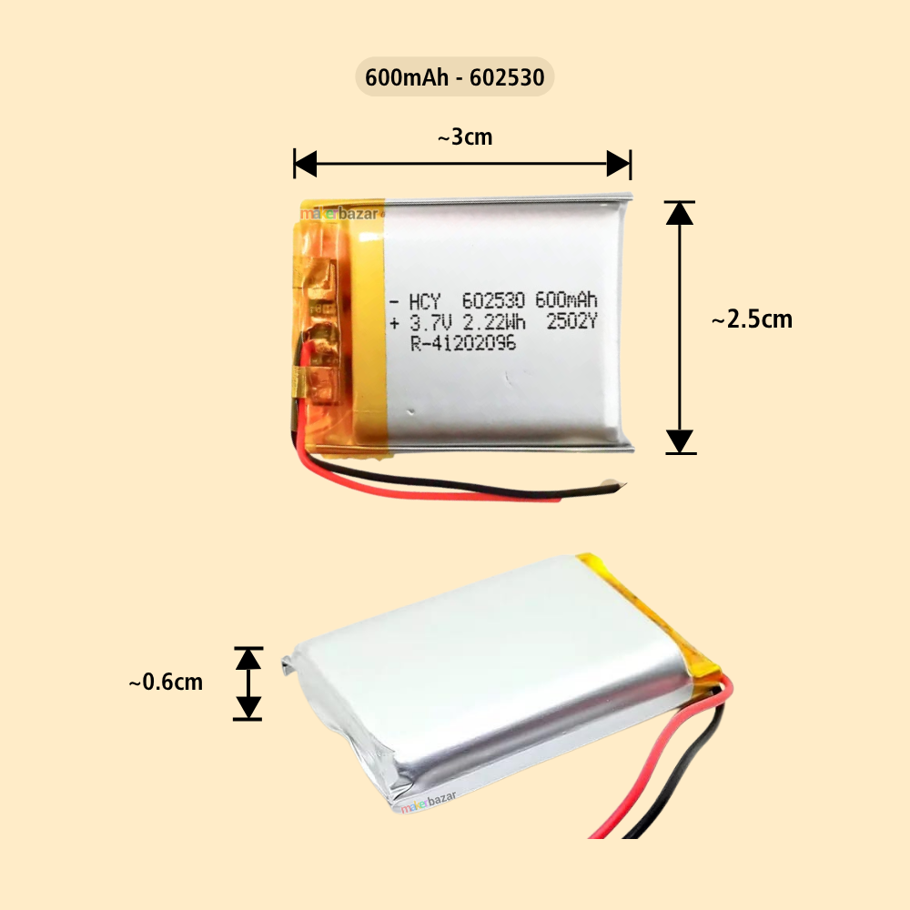 Generic: 3.7V 600mAh Lithium Polymer Battery