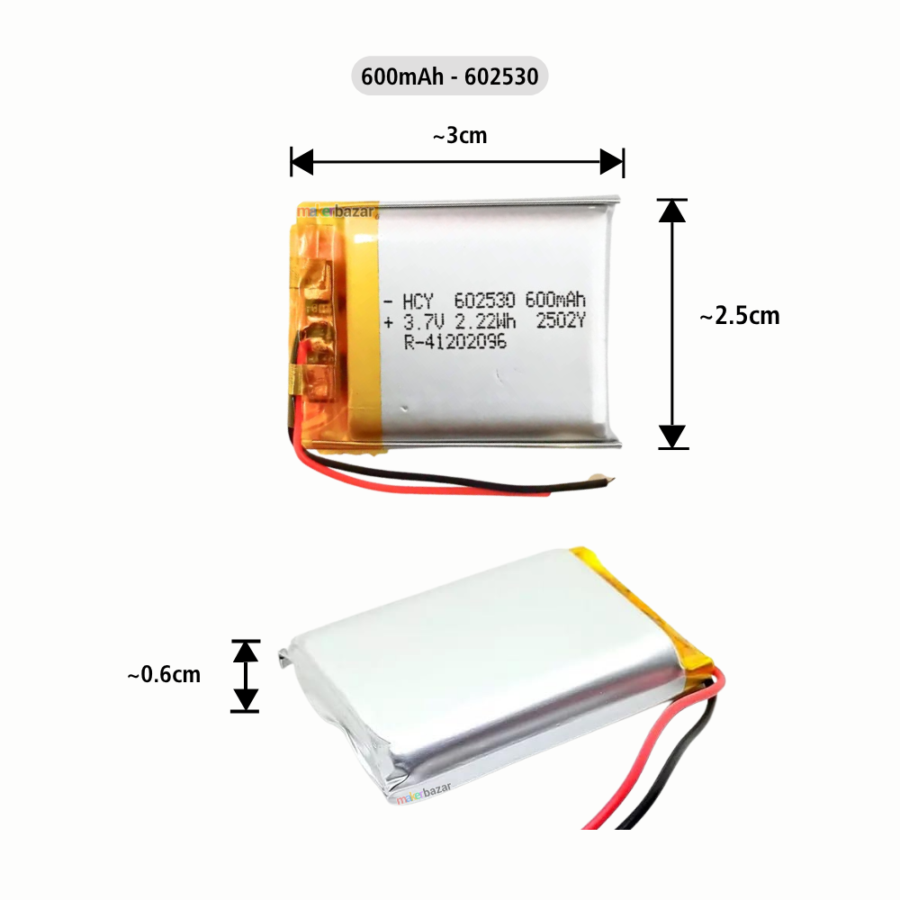 Generic: 3.7V 600mAh Lithium Polymer Battery