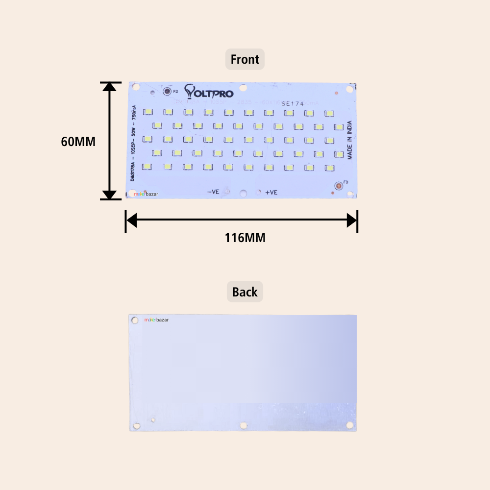 50W White Metal Core LED MCPCB