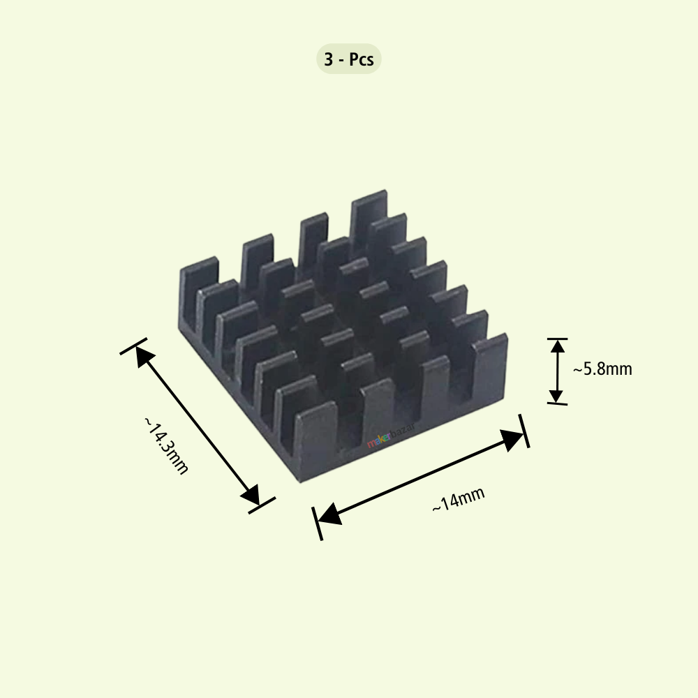 Aluminum Heatsink with Thermal Tape for Raspberry Pi 4 Model B - Black