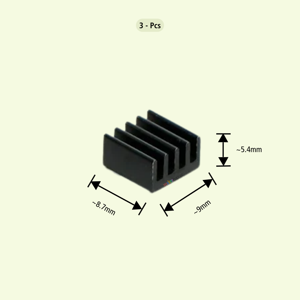 Aluminum Heatsink with Thermal Tape for Raspberry Pi 4 Model B - Black