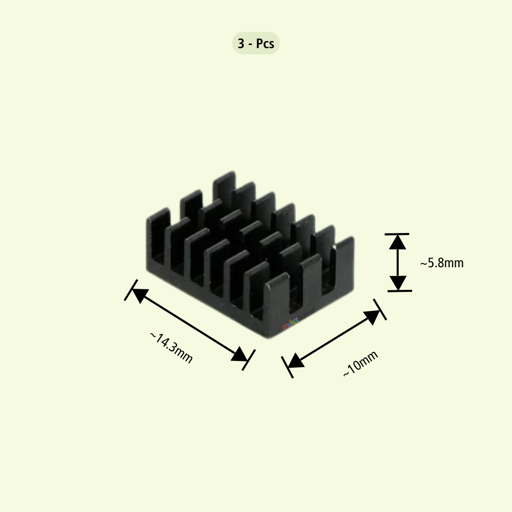 Aluminum Heatsink with Thermal Tape for Raspberry Pi 4 Model B - Black