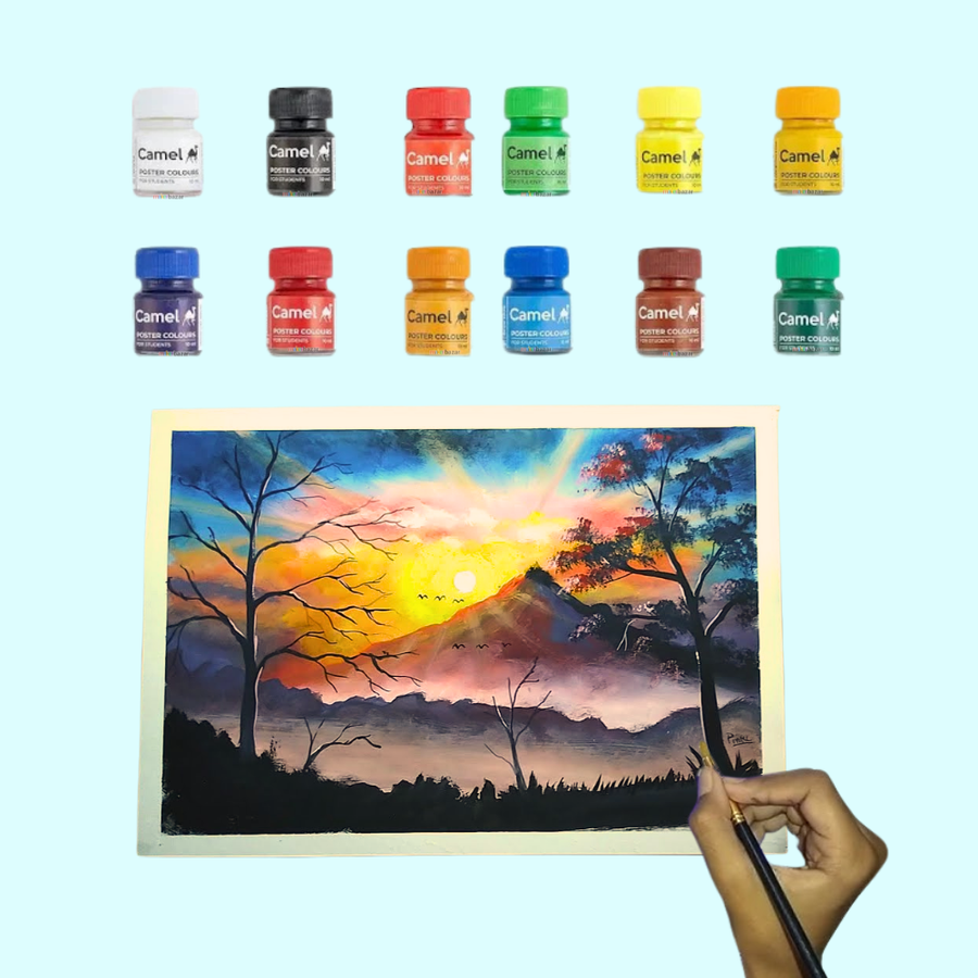 Camel Poster Color 12 Shades | Non-Toxic, Washable, Bright Paint Set