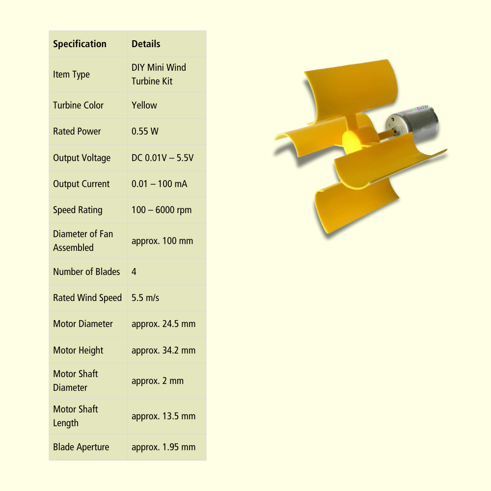DIY Mini Vertical Axis Wind Turbine Generator Kit with Motor