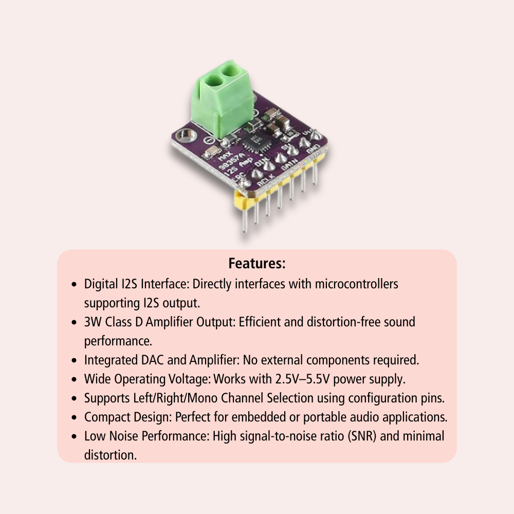MAX98357 I2S 3W Class D Audio Decoder Module | Digital Amplifier for ...