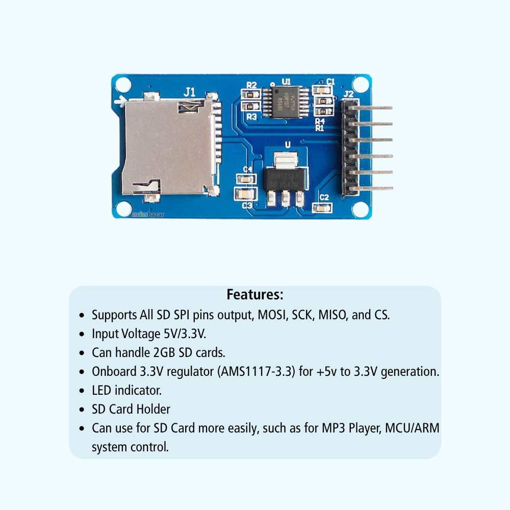 MicroSD Card Reader & Writer Module for Arduino