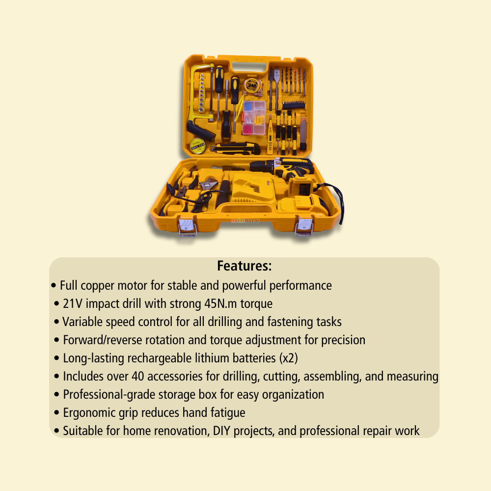 21Volt Multifunctional Cordless Drill and Tool Kit