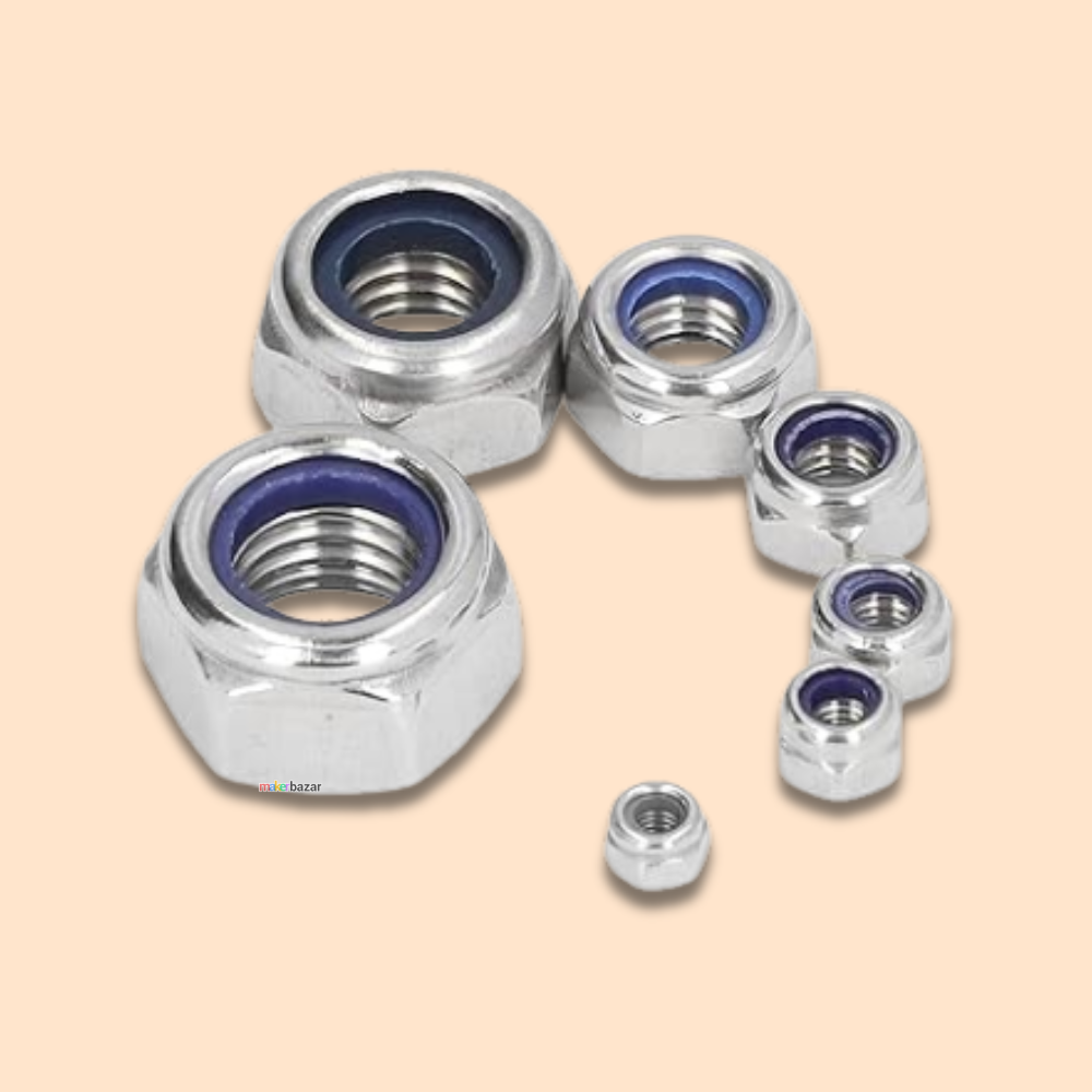 SS Nylon Self Lock-Nut Hex Insert-Nut [Pack of 10]