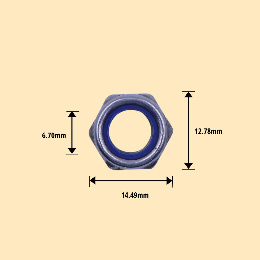 SS Nylon Self Lock-Nut Hex Insert-Nut [Pack of 10]