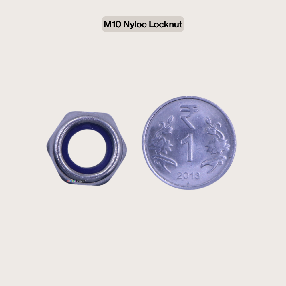 SS Nylon Self Lock-Nut Hex Insert-Nut [Pack of 10]