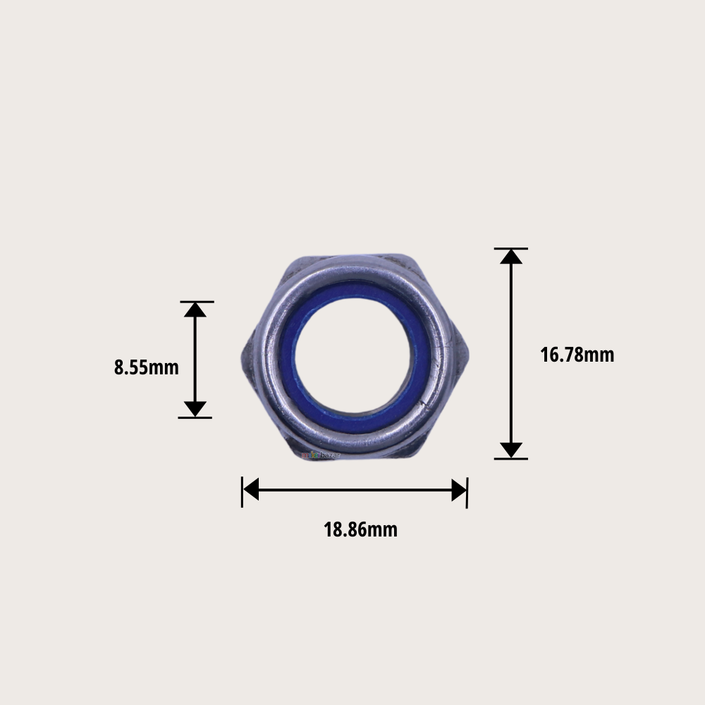 SS Nylon Self Lock-Nut Hex Insert-Nut [Pack of 10]
