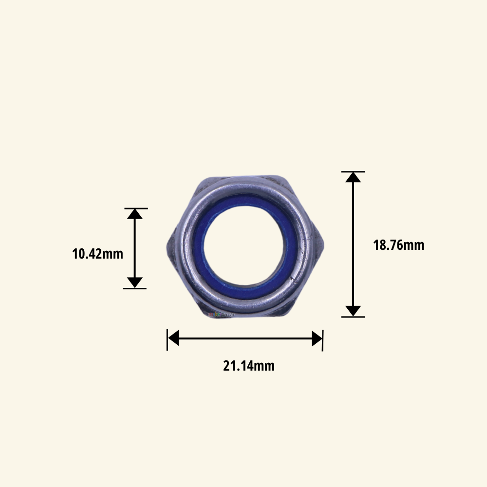 SS Nylon Self Lock-Nut Hex Insert-Nut [Pack of 10]