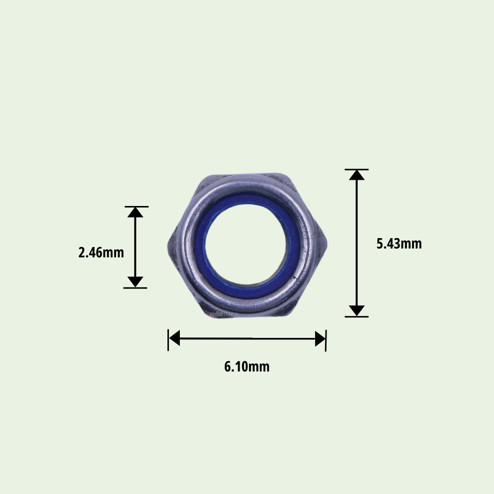 SS Nylon Self Lock-Nut Hex Insert-Nut [Pack of 10]