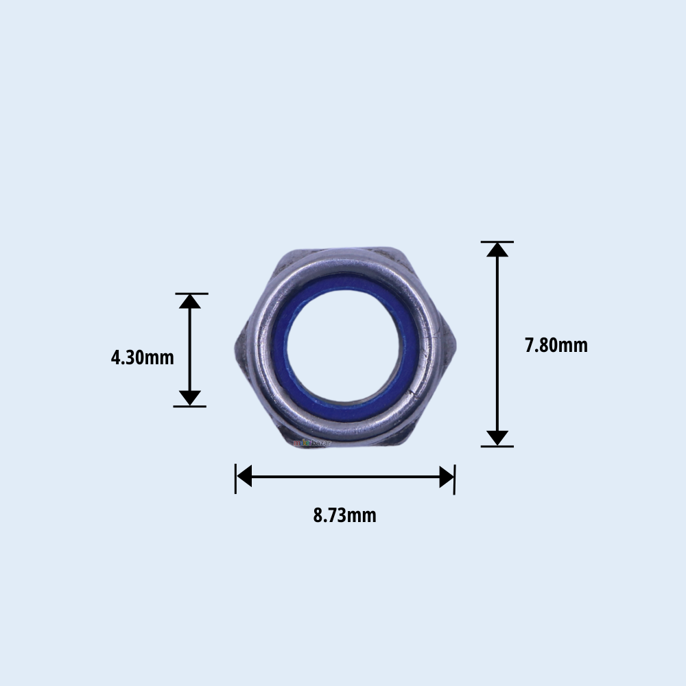 SS Nylon Self Lock-Nut Hex Insert-Nut [Pack of 10]