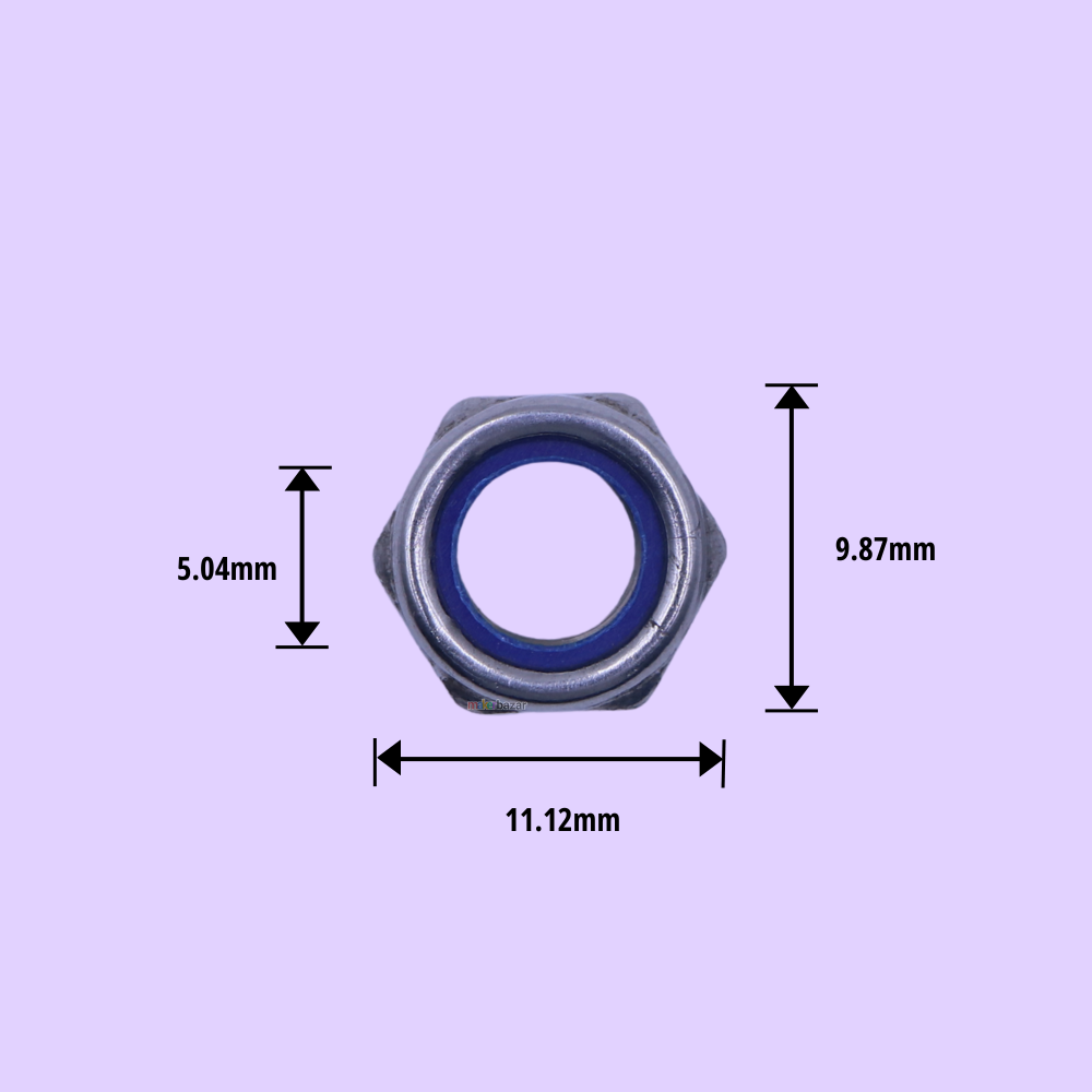 SS Nylon Self Lock-Nut Hex Insert-Nut [Pack of 10]