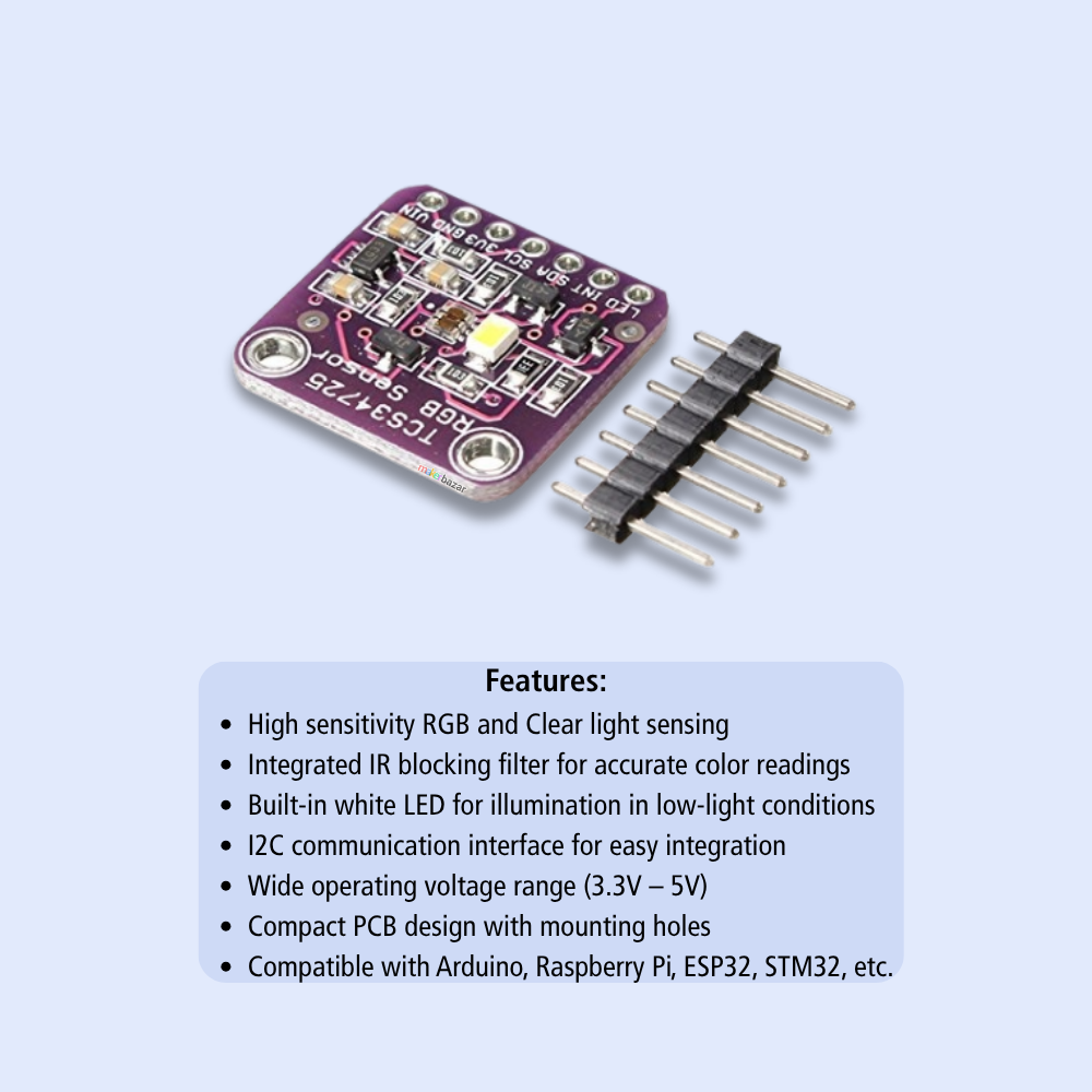 TCS34725 RGB Color Sensor Module | I2C Color Detection Sensor with IR ...