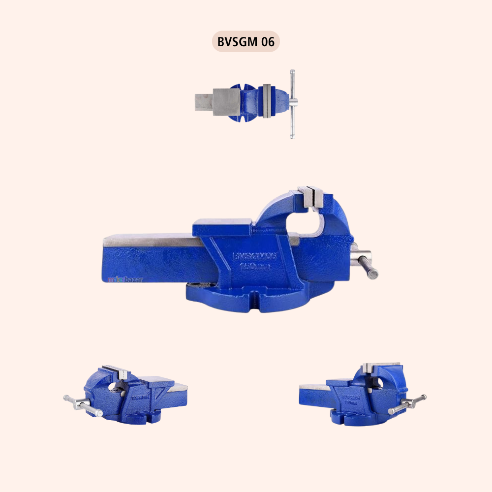 Set of blue vise tools with 'BVSGM 06' branding on a white background