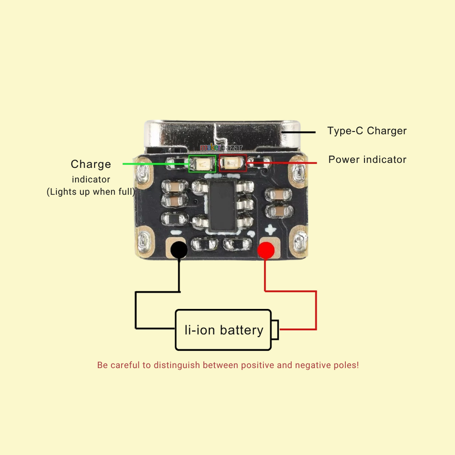 USB Type-C Lithium Battery Charging Board Module 5V 1A with Protection