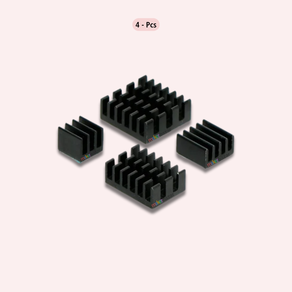 Aluminum Heatsink with Thermal Tape for Raspberry Pi 4 Model B - Black