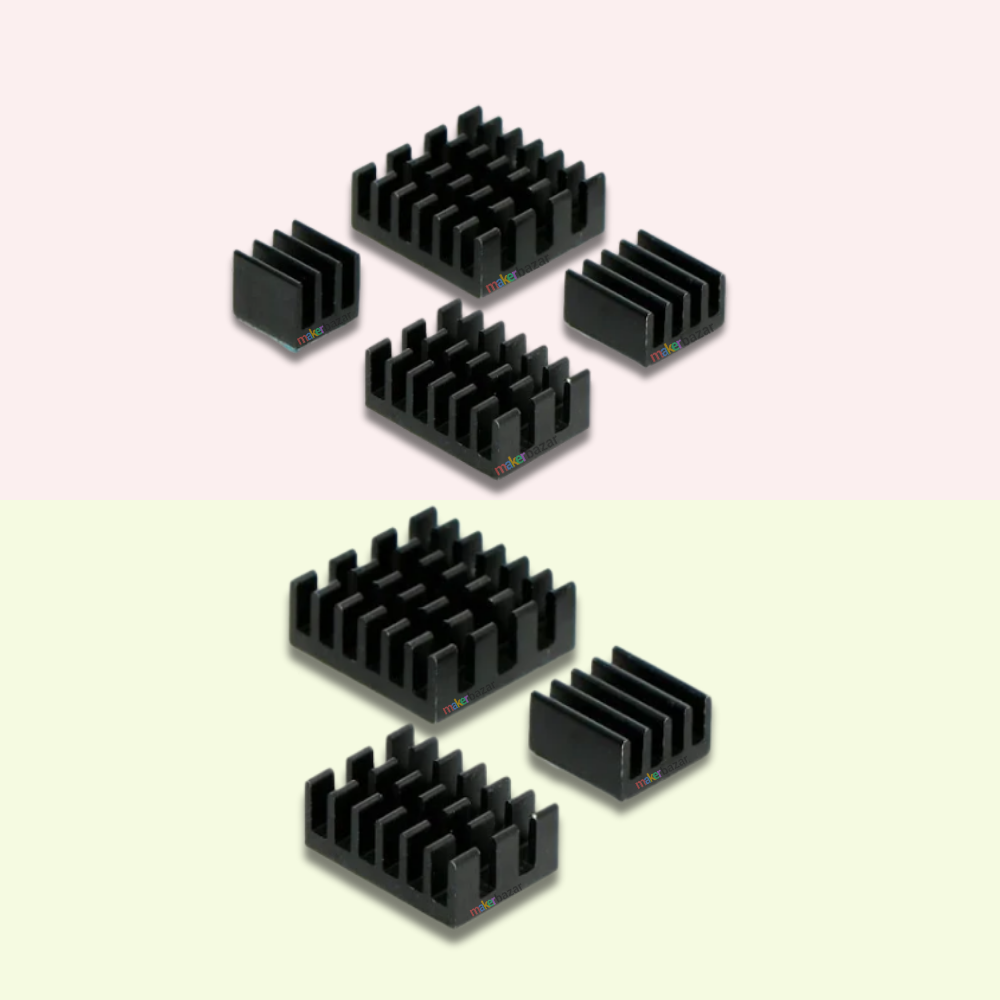 Aluminum Heatsink with Thermal Tape for Raspberry Pi 4 Model B - Black