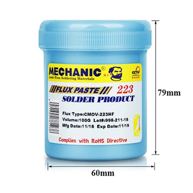 Mechanic: 100gm Lead-Free No-Clean Solder Flux Paste Container