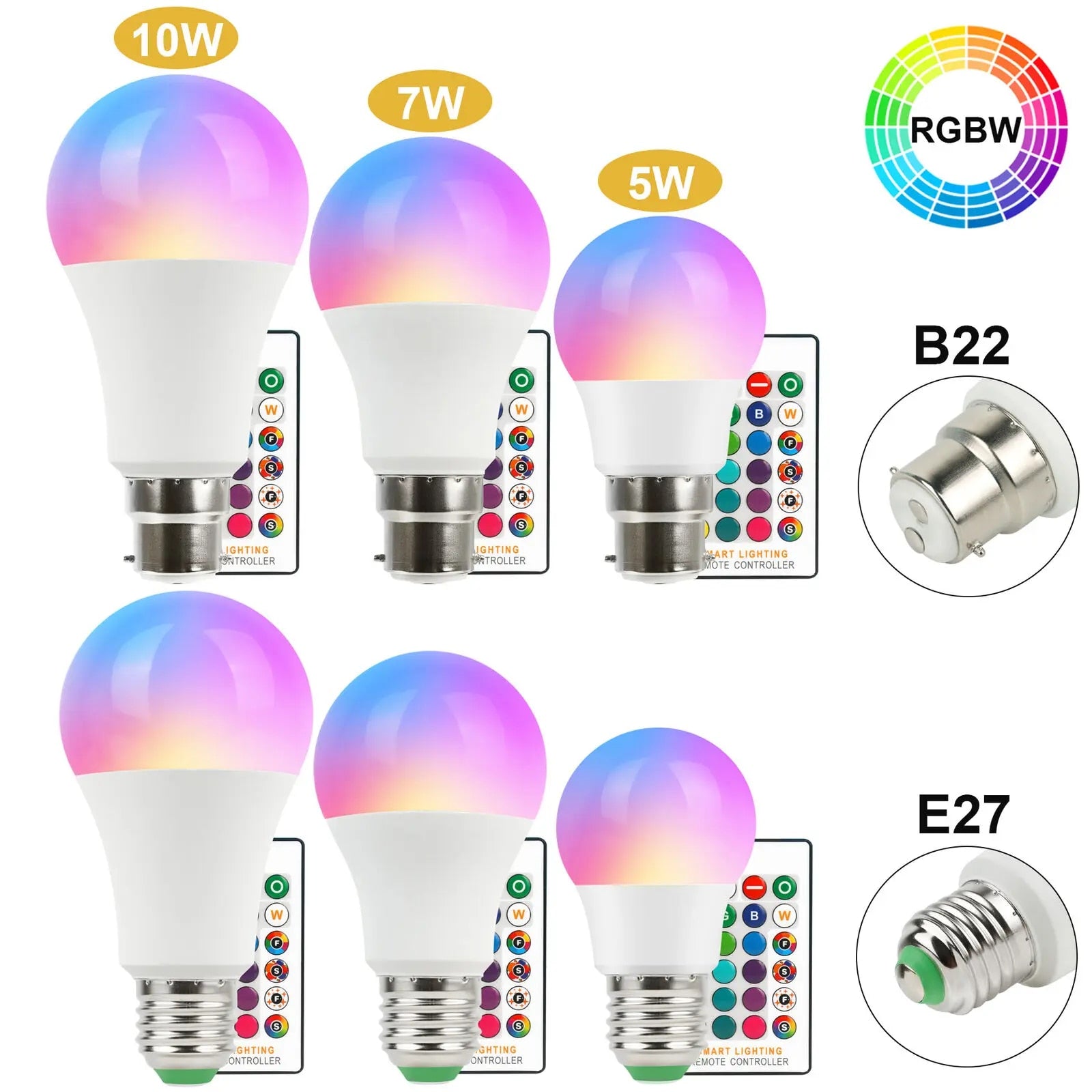 RGB+White AC LED Bulb with Remote